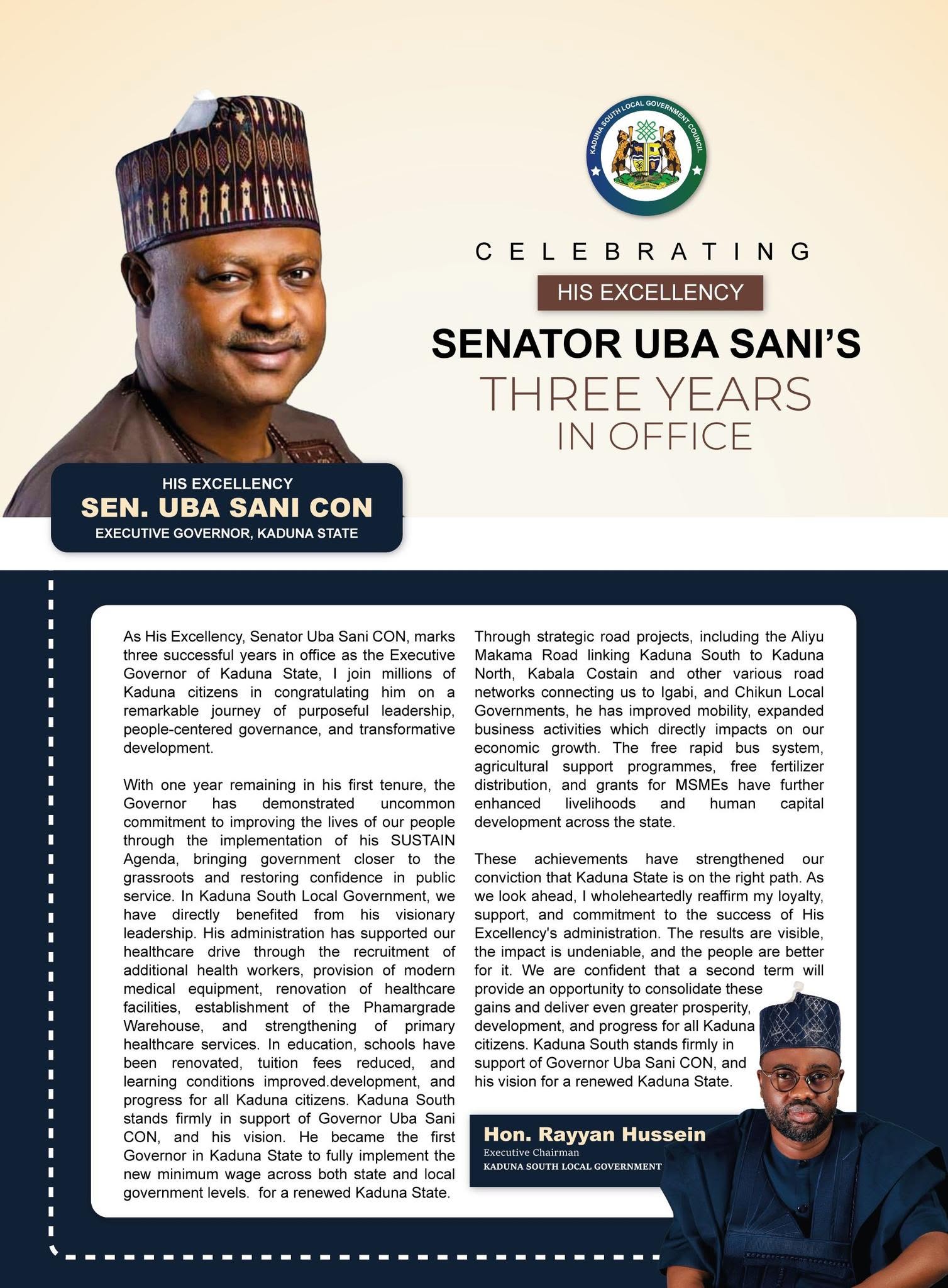 Governor Uba Sani's Three Years of Transformative Leadership in Kaduna State